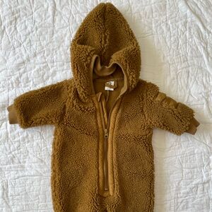 Kids Teddy Fleece One-Piece Romper in Camel
